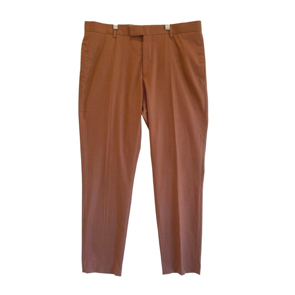 River Island Rust Brown Slim Fit Dress Pants Modern flat front minimalist  34R